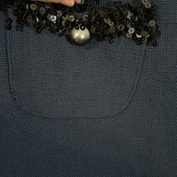 NWOT Hoss Intropia Navy Cotton Tweed-like Sequin Skirt Size 36 - Picture 8 of 16